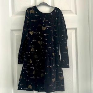 Girls BCBG long sleeve dress size M (6/7) black with good sparkle hearts